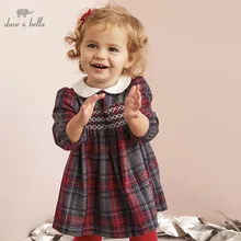 DB5565 דייב bella תינוק תינוקת של נסיכת שמלת אופנה משובץ שמלת פעוט ילדי לוליטה בגדים