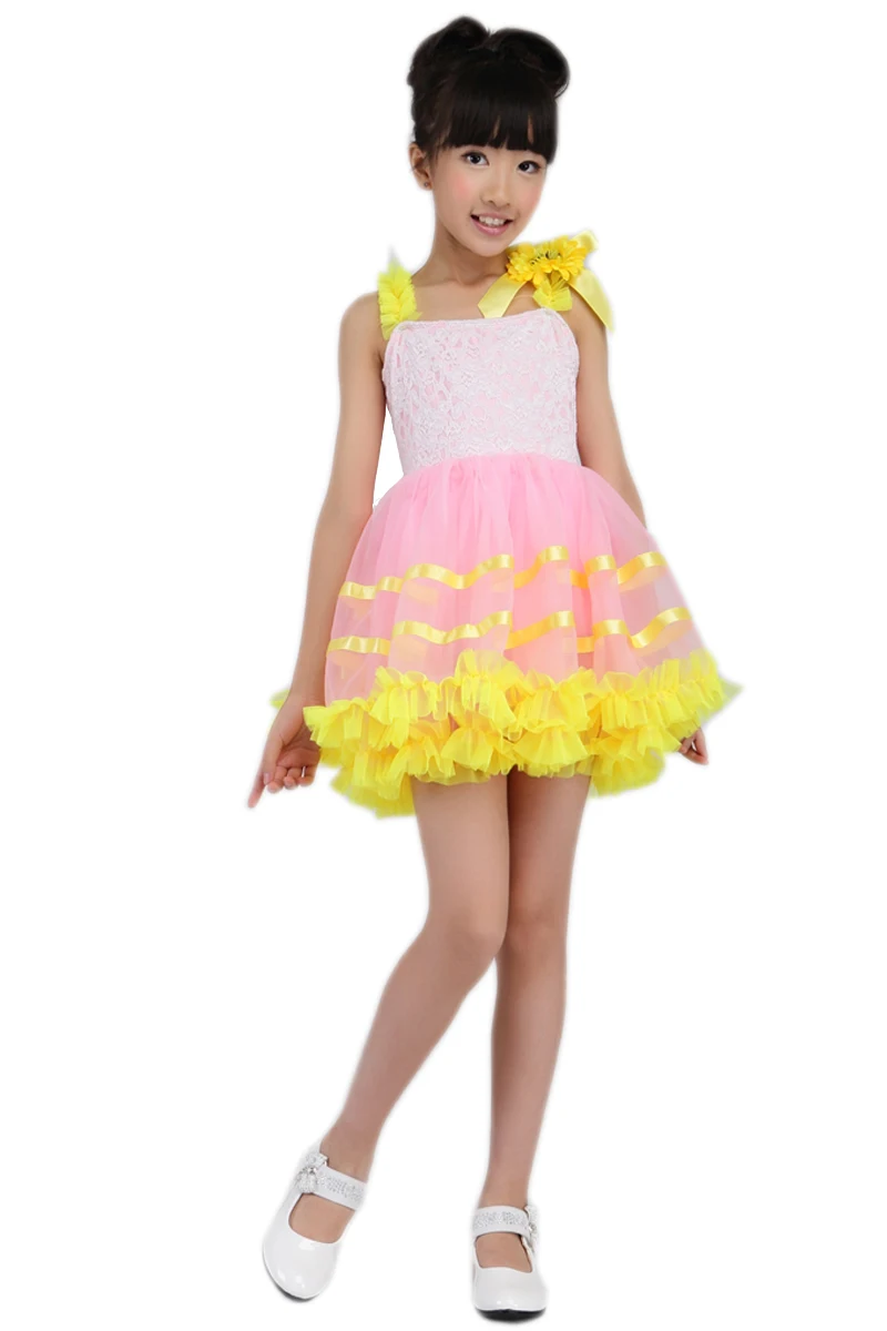 Yellow Leotards Costume Kid Ballet Dress Tutu For Child Womon Lace