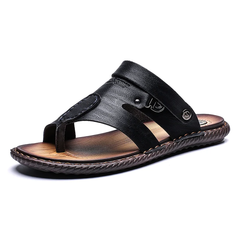AKZ мужские сандалии летние пляжные сланцы сандалии из искусственной кожи дышащие мягкие удобные легкие мужские туфли без каблука обувь для отдыха