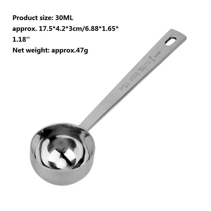 30ml Coffee Measuring Scoop 1/8 Cup Stainless Steel Tablespoon Large ZN