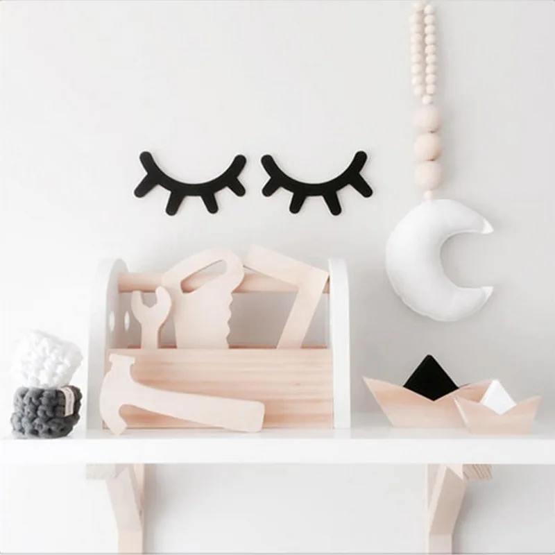 2 шт./компл. скандинавские деревянные ресницы настенная декоративная наклейка для единорога мультфильм 3D DIY украшения для спальни дома гостиной подвесной Декор