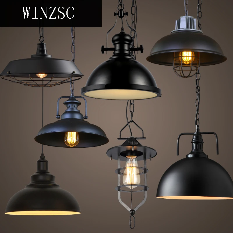 

Retro industry air dining table cover lid bar chandelier creative loft creative personality retro iron lamp shade GY41