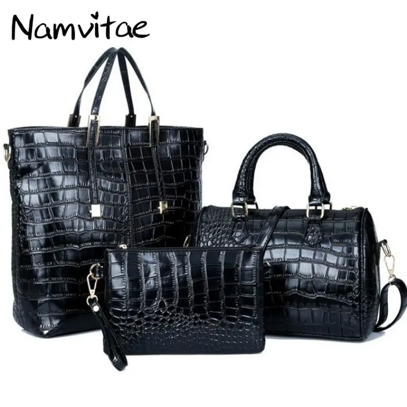 Namvitae Crocodile Pattern 3Bags font b Set b font Women font b Handbags b font High
