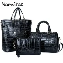Namvitae Cocodrilo Patrón de 3 Bolsos/de Las Mujeres Bolsos de Alta Calidad de Cuero de La Pu Mujer Totes Bolsas de Mensajero y Bolso Compuesto