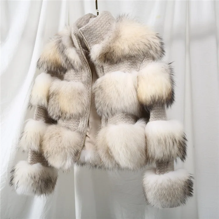 Женская короткая куртка, пальто из меха енота, шикарная куртка, роскошная верхняя одежда, верхняя одежда, Большие меховые зимние пальто, вечерние, Клубные, Коктейльные