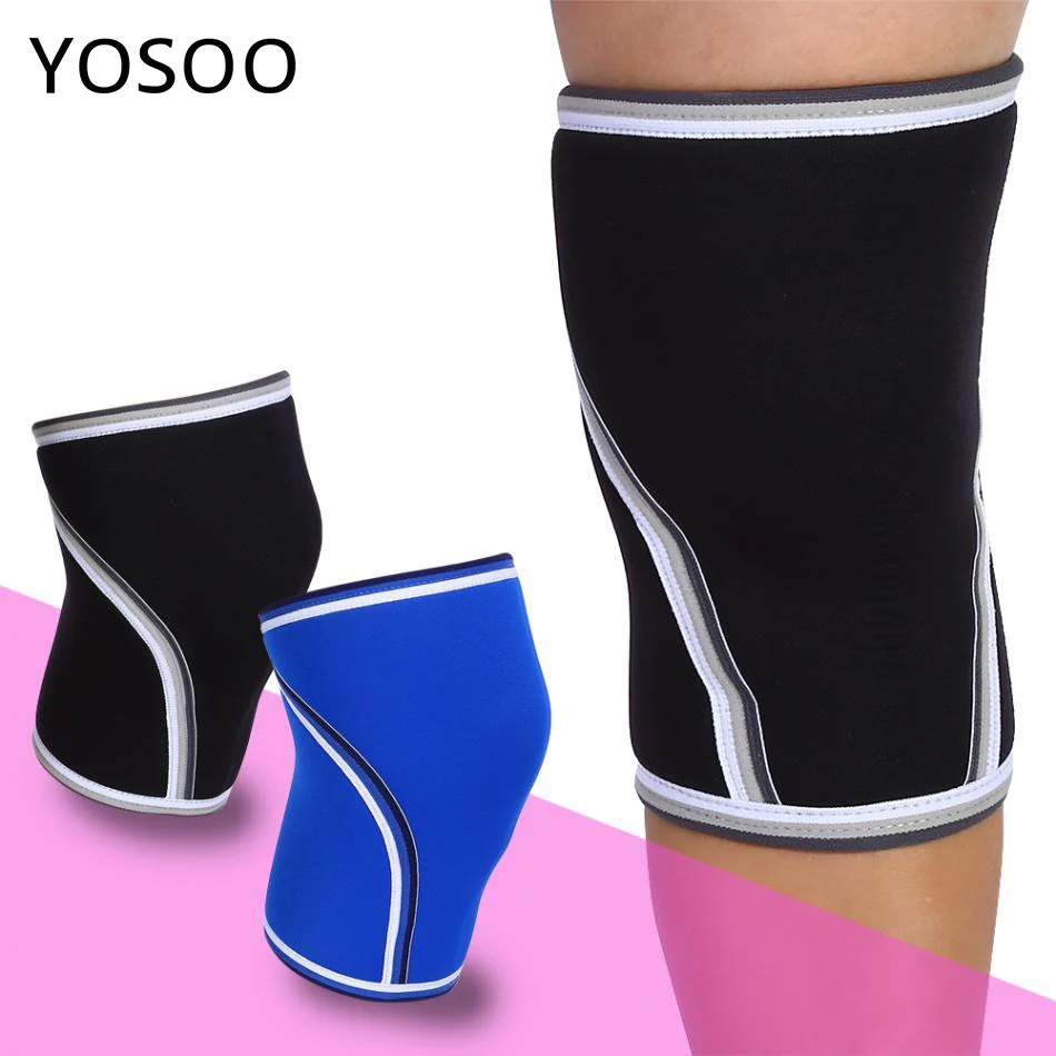 1 Pair 7mm Thick Knee Support Brace Protector Weight Lifting Sports