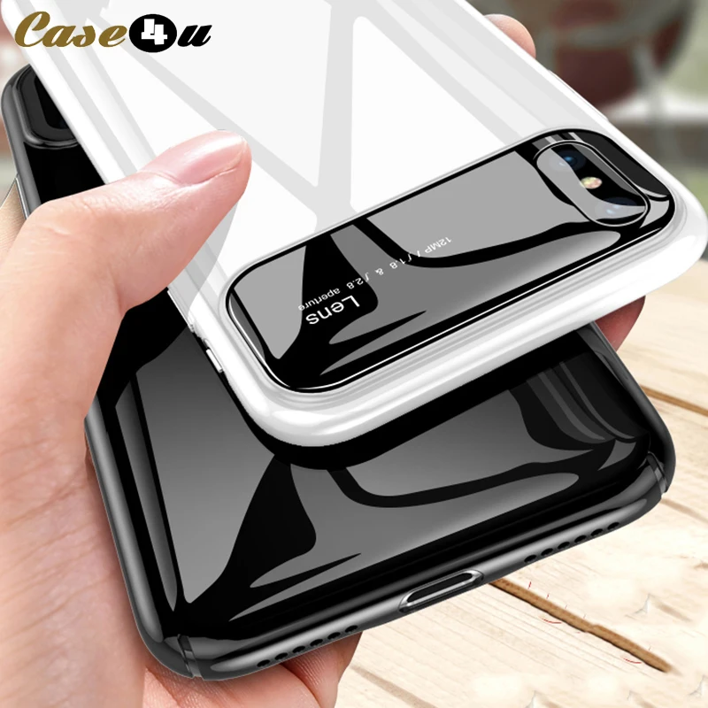 

Luxury Glossy Smooth Mirror Hard Phone Cases For iPhone X 8 7 6 6s Plus Shockproof 360 Cover For iPhoneX 10 Lens Piano capinhas