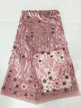 

Pink Color African Cord Lace For Wedding Dress.High Quality Guipure Lace Fabric With Nice Flower,New Nigerian Lace Fabric D170