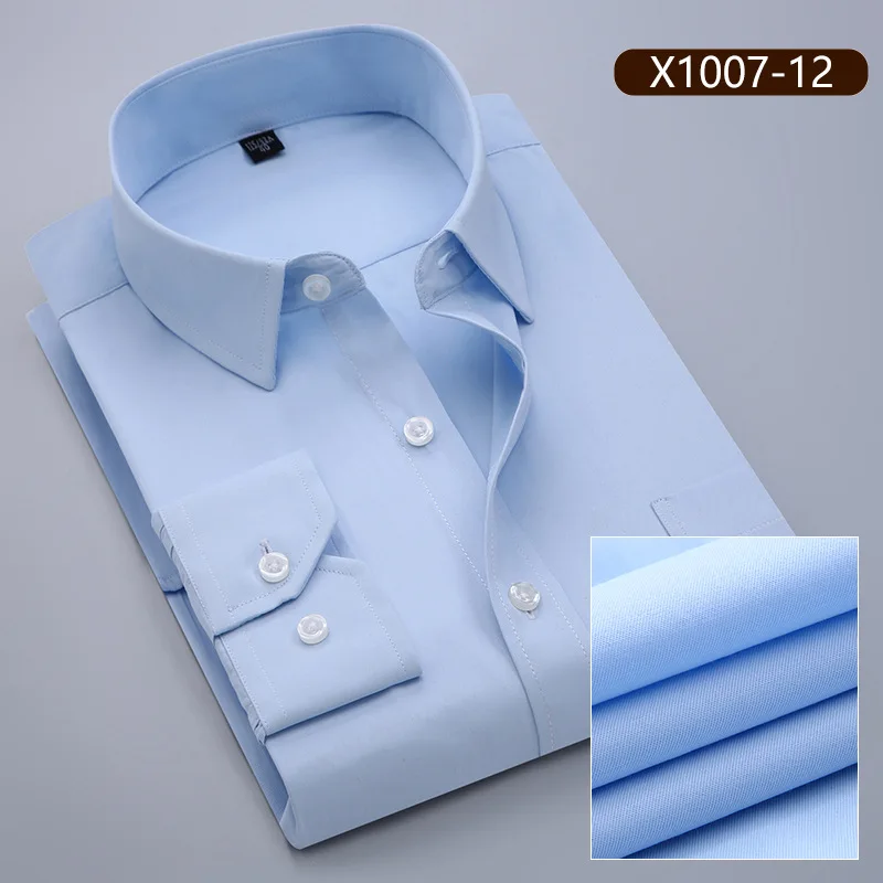 10XL рубашки мужские с длинным рукавом Повседневная Весенняя хлопковая деловая мужская рубашка мужская железная очень большого размера плюс 6XL 7XL 8XL 9XL - Цвет: X1007-12