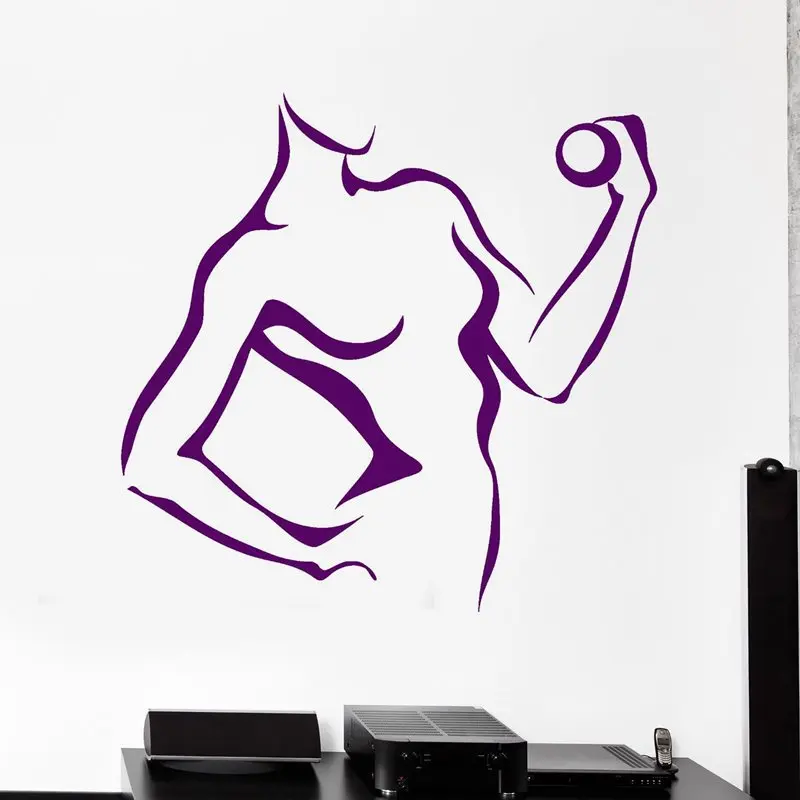 Gym Sticker Gril Dumbbell font b Fitness b font Decal Body building Posters Vinyl Wall Decals