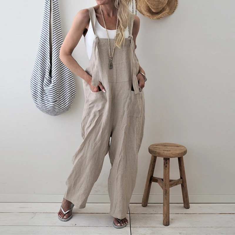 Oversized Baggy High Street Style Jumpsuits Women Elegant Wide Leg Loose Overall With Pocket Trousers Female Ladies Clothing
