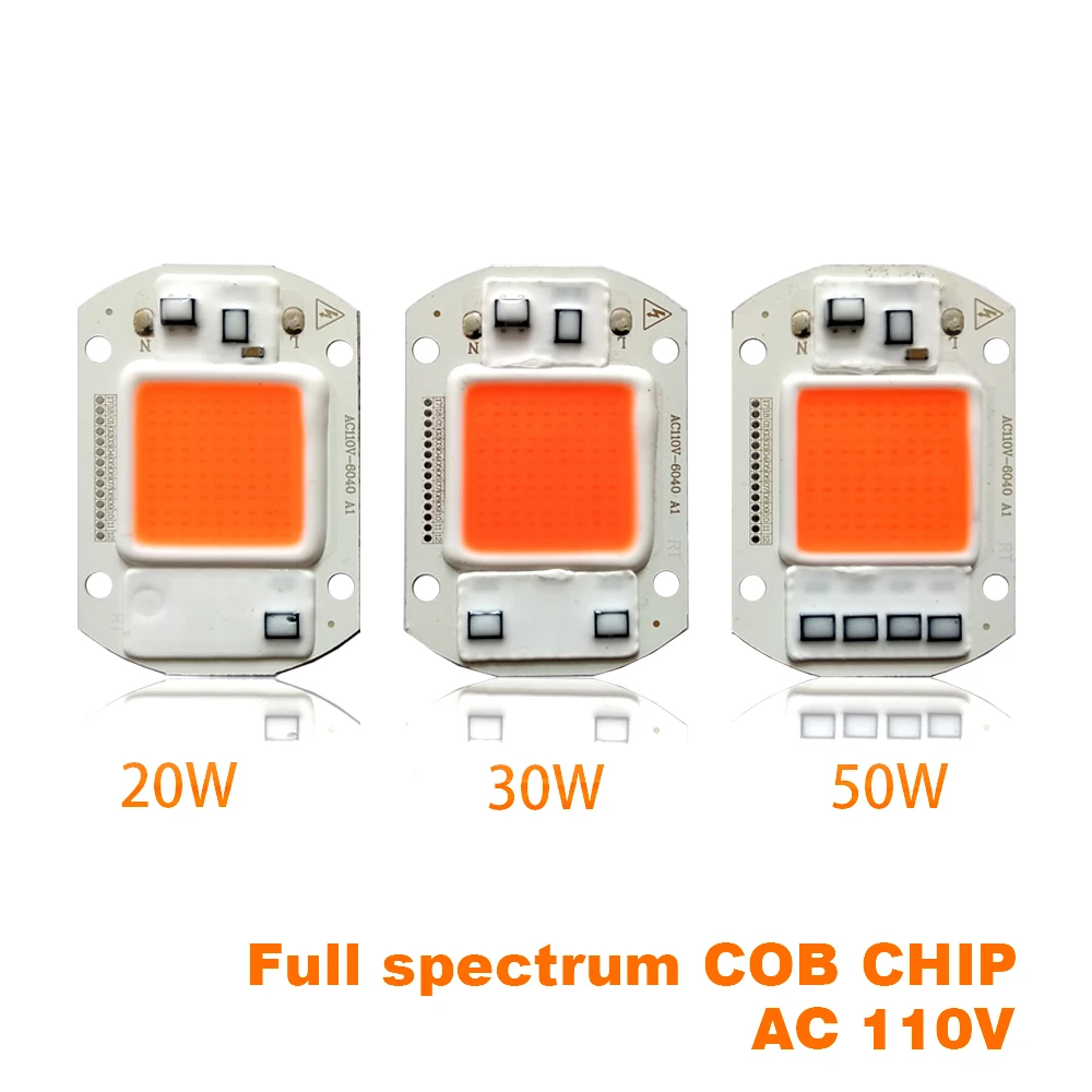 10 шт. светодиодный светильник для выращивания 20 Вт 30 Вт 50 Вт полный спектр 380nm840nm AC220V/110 В для гидропоники, теплицы, DIY для светодиодных COB теплиц