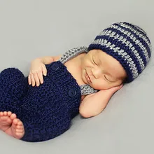 Вязание крючком, помочи для новорожденных Штаны и шляпа для фотографий новорожденных, штанишки для малышей, детские шапки, шапки для малышей NB-3M хлопок