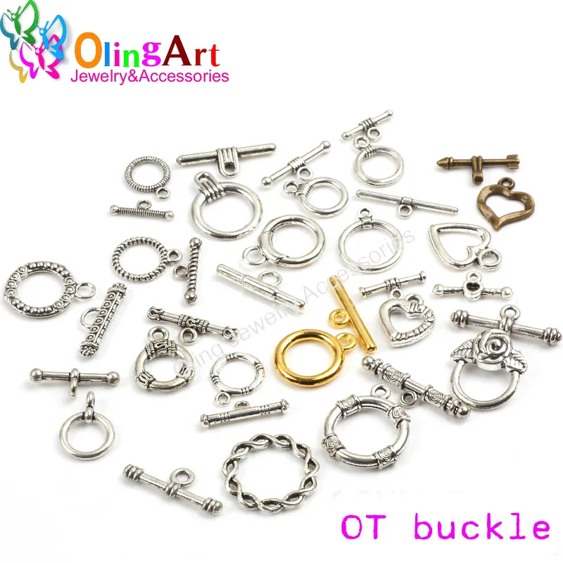 

OlingArt 11,12,13,15,16,20MM Toggle Clasps Round Antique silver-color DIY Bracelet necklace jewelry making Findings