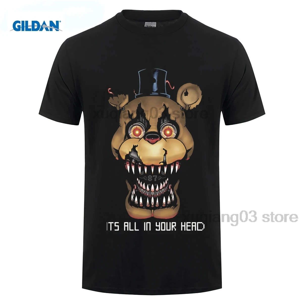 Футболка Mode бесплатно Verzending mannen Korte Mouw De Bite van 87 1987 FNAF nightster|Футболки| |