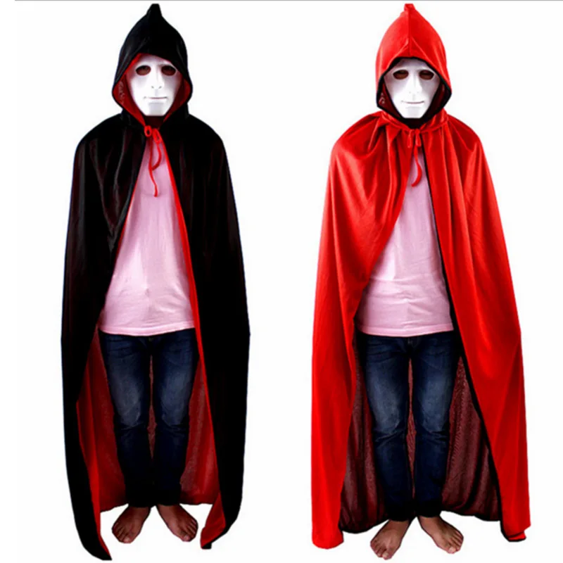 Unisex Hooded Cape Adult Long Cloak Black Halloween Costume Dress Coats BS