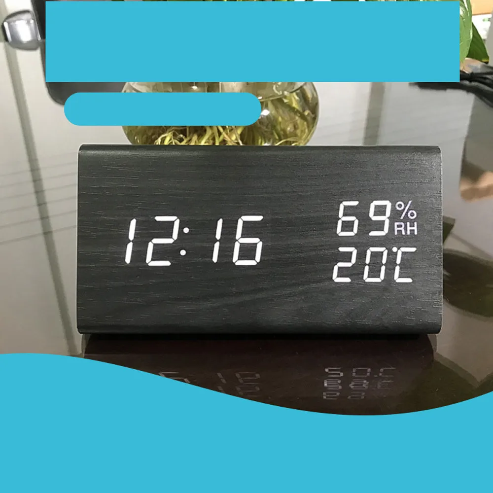 Светодиодный Деревянный цифровой будильник 3 регулируемые уровни яркость/3 группы стол цифровые электронные настольные Powered Clocks12.46