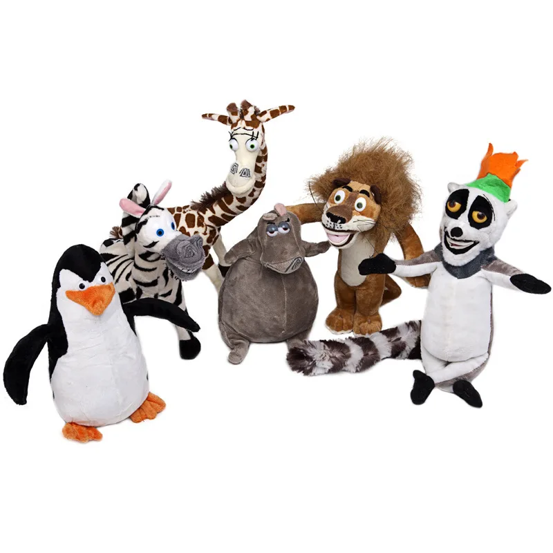 6PCS/SET Movie Madagascar Stuffed Plush Toys 8 14" Lion