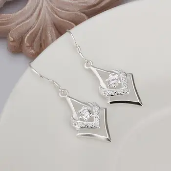 bridal jewelry Silver color exquisite gorgeous fashion charm Women wedding caring dense set zircon silver earrings E444