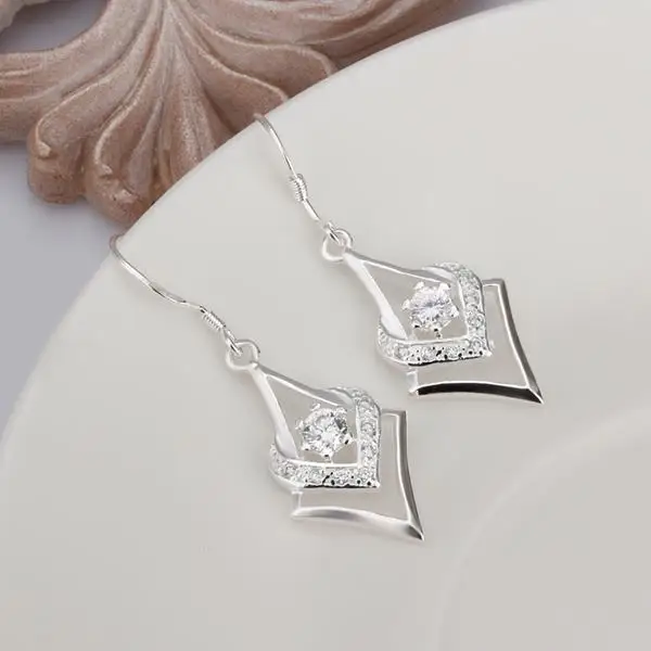 Best Price bridal jewelry Silver plated exquisite gorgeous fashion charm female models caring dense set zircon silver earrings E444
