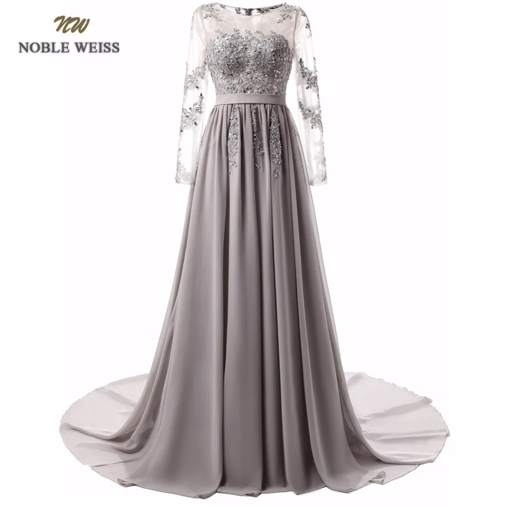 

NOBLE WEISS Evening Dresses A-line Appliques Beading Special Occasion Dresses New Arrival Custom Made Chiffon Formal Dresses