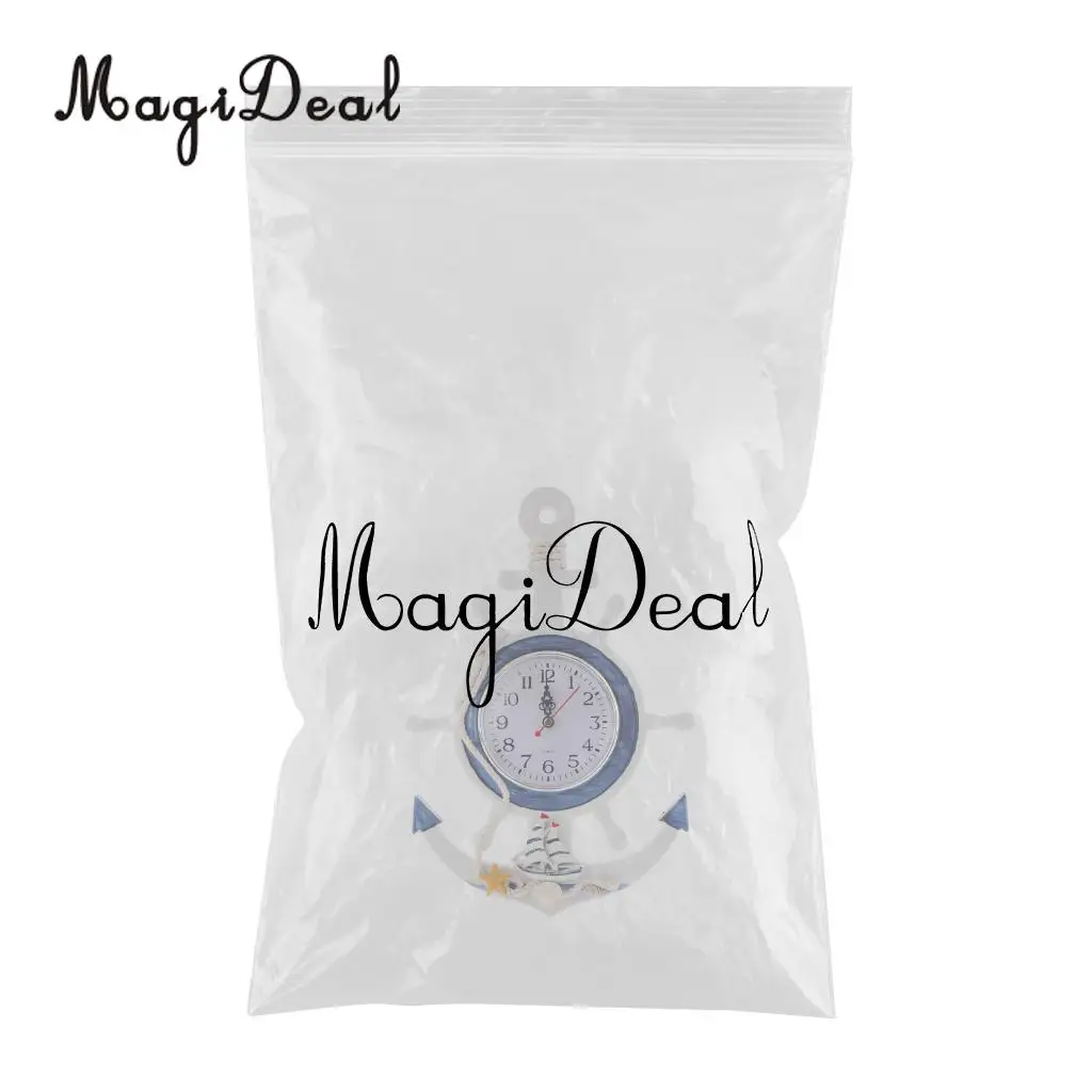 MagiDeal Sea Beach Naudical Themed Anchor Clock Wall Hanging Decor Ornament Home Time 