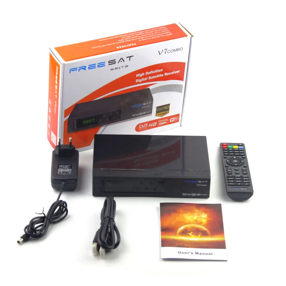 Full powervu cccam bisskey support Cheap Freesat V7 combo FTA DVB-S2/DVB-T2 digital satellite receiver for Vietnam Thailand | Электроника