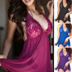 Горячие Для женщин женское белье Babydoll пижамы нижнее белье кружевное платье стринги Ночное