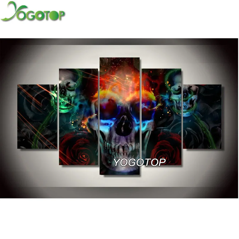 

YOGOTOP DIY 5D Diamond Mosaic Diamond Painting Cross Stitch Kits Diamond Embroidery Pattern Rhinestone Arts skull 5pcs/set ML005