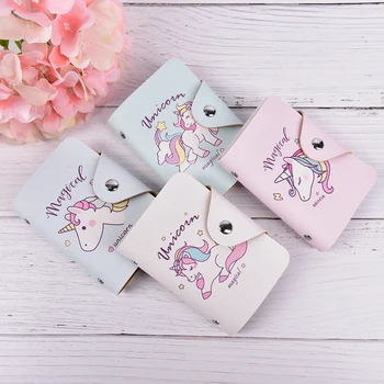 

Cute Unicorn Bus Bank Credit Cards Organizer Book Protector Cover Women Business Card Holder ID Cardholder Case