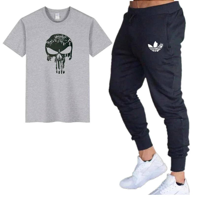 

New men's running suit breathable T-shirt short paragraph + loose stretch sweatpants summer jogging fitness training sports suit