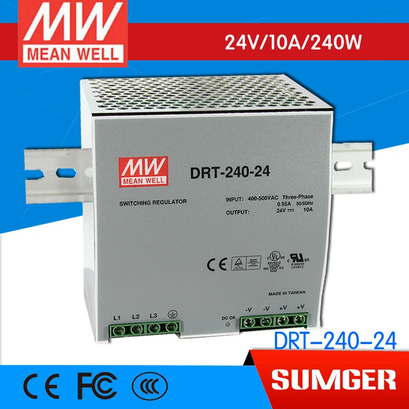 [Freeshiping 2Pcs] MEAN WELL original DRT-240-24 24V 10A meanwell DRT-240 240W Single Output Industrial DIN RAIL Power Supply
