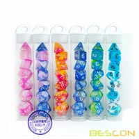 Bescon Mini Gemini Two Tone Polyhedral RPG Dice Set 10MM, Mini RPG Dice Set D4-D20 in Tube Packaging, Assorted Colored of 42pcs 2