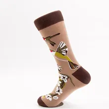 Диких гусей Бабочка Цветы попугаи Колибри Премиум Мужские Носки Happy короткие Для мужчин Для женщин хлопок поп Сумасшед