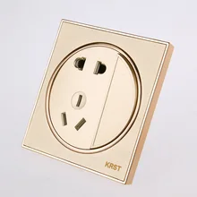 Розетка для настенного переключателя, 86 высококлассное украшение для дома, круглый золотой лак для выпечки краски, розетка с двойным управлением