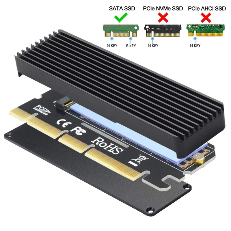 PCI Express 3,0x16x8x4 на PCIe-Based M Key M.2 NVMe и AHCI SSD адаптер с Алюминиевый Чехол теплоотвод и термопрокладка