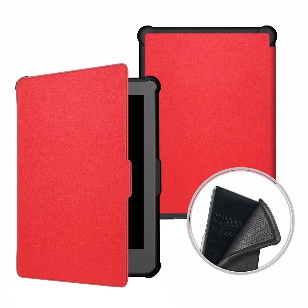 

Folding Folio Case Ultra-thin Custer Tri-Fold Smart PU Leather Case Stand Cover For Kobo Clara HD Solid Fashion c0527