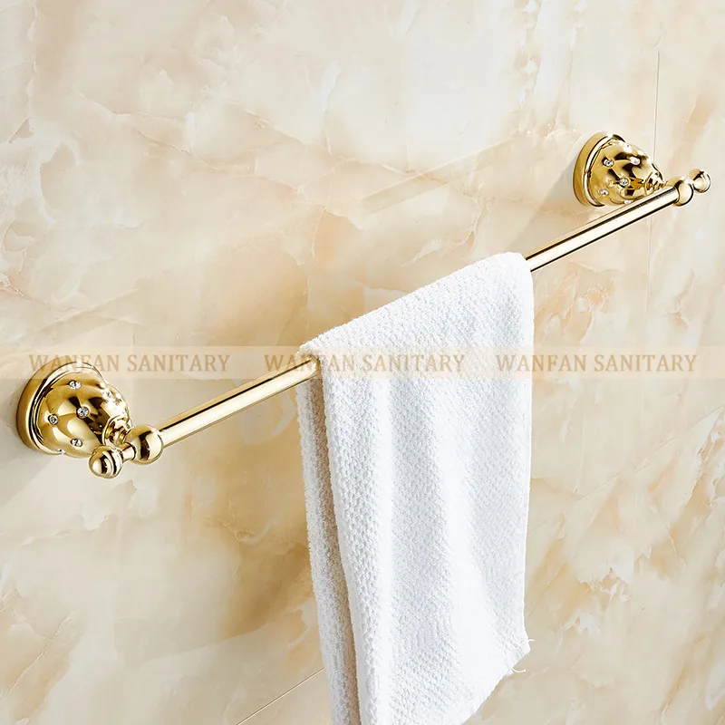 Один Полотенца баров серебряной и золотой отделкой Полотенца держатель Полотенца стойки твердая латунь Материал Аксессуары для ванной комнаты оборудование для ванной set5210 - Цвет: Full golden
