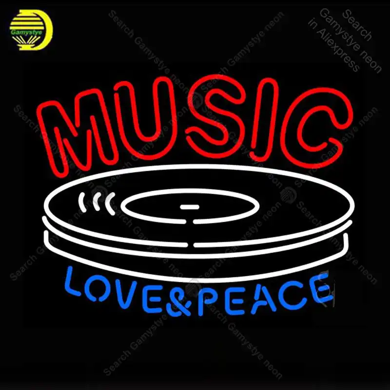 Neon Sign For Music Love Peace Neon Bulb Sign Handcraft Love Gift Glass Tube Light Decorate Wall Lamps Advertise Display Store Neon Bulbs Tubes Aliexpress