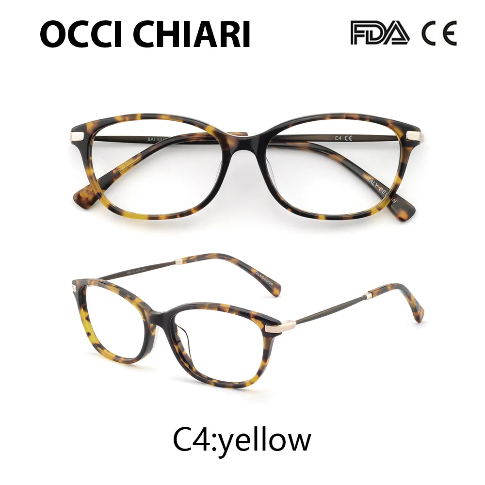 OCCI CHIARI очки для близорукости Gafas женские очки оправа ацетат весна шарнир очки по рецепту очки красные W-DIOLI - Frame Color: C4 yellow