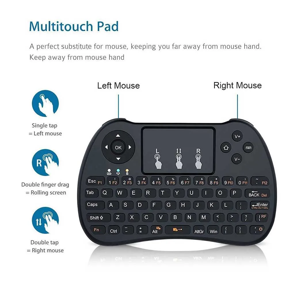 2.4GHz Mini Wireless Backlight Touchpad Keyboard For PC Pad Xbox 360 PS3 Google Android TV Box