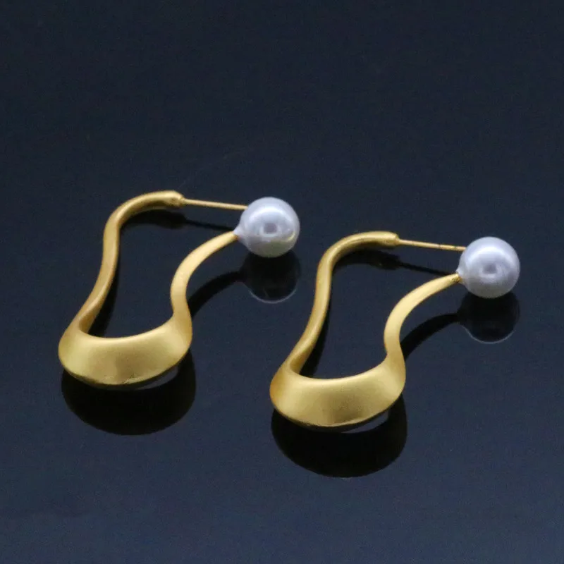 

Bohemian Pearl Earings Gold Silver Hoop Earrings for Women Fashion Jewelry Wedding Engagement Statement Boho Brincos Bijoux Gift