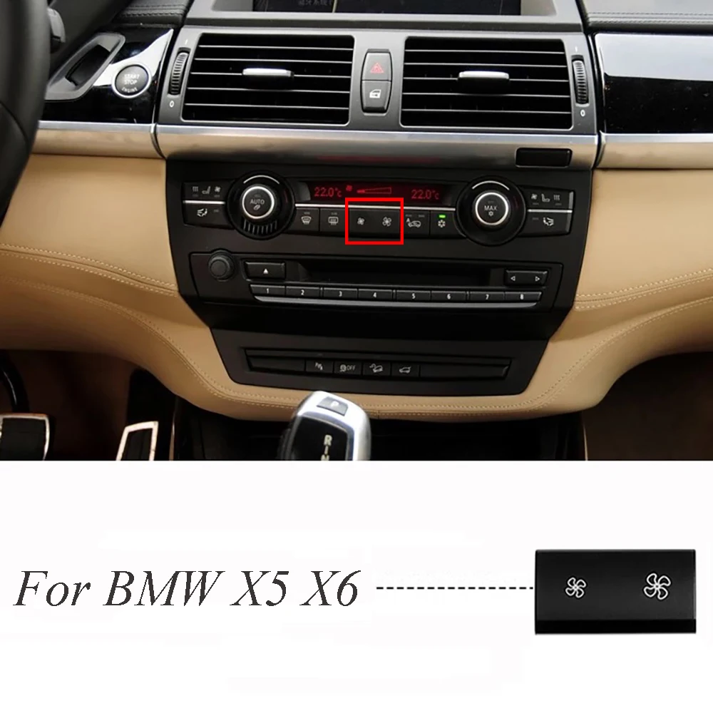 

JEAZEA Car Heater Climate Control Wind Air Volume Air Conditioning Switch Fan Button Cap Cover For BMW X5 E70 X6 E71 2008-2014