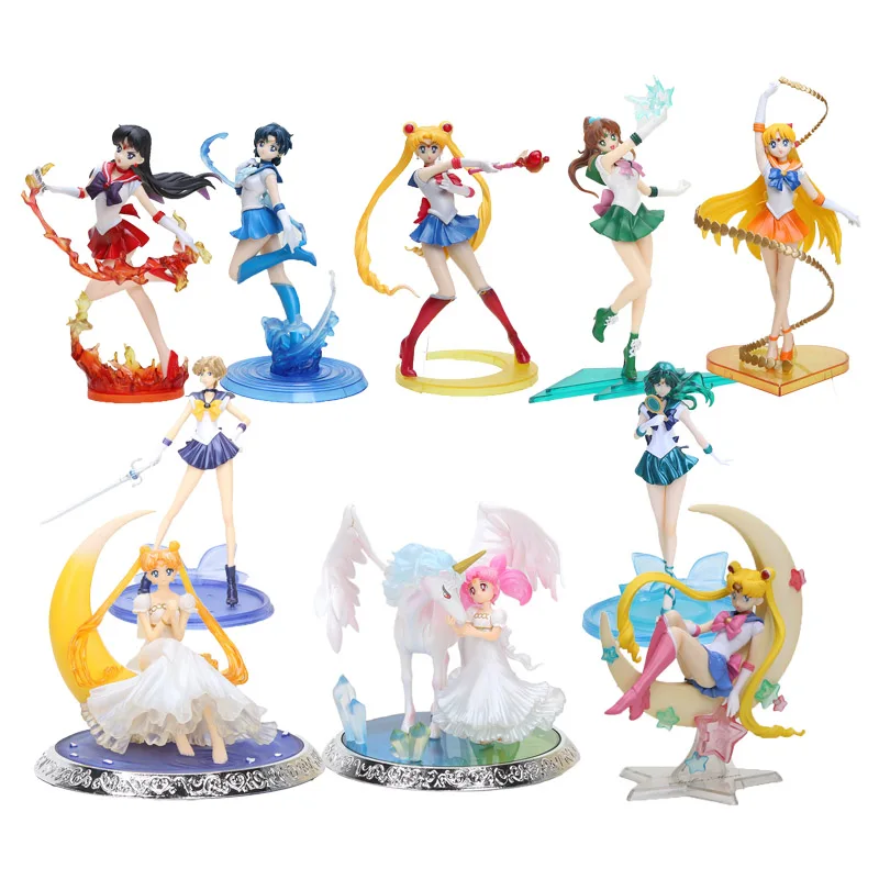 

Sailor Moon Tsukino Usagi Sailor Mars Venus Mercury Jupiter Princess Serenity Chibi Usa PVC Figure Collectible Model Toy