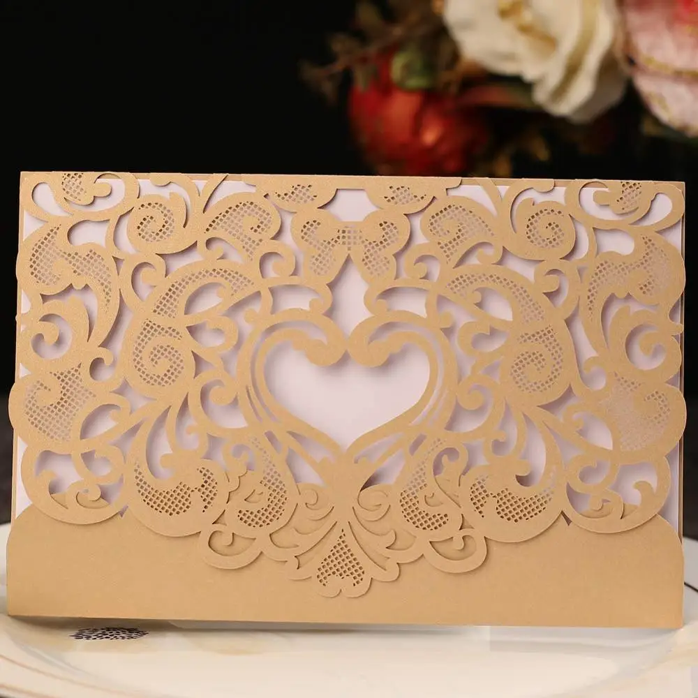  5 Sets Laser Cut Wedding Invitations with Envelopes and Inside Cards for WeddingBirthday PartiesBab - 33059564937
