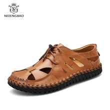 Летняя кожаная обувь мягкие мужские сандалии дышащие пляжные сандалии мужская повседневная обувь Прогулочные мужские тапочки качественные мужские сандалии
