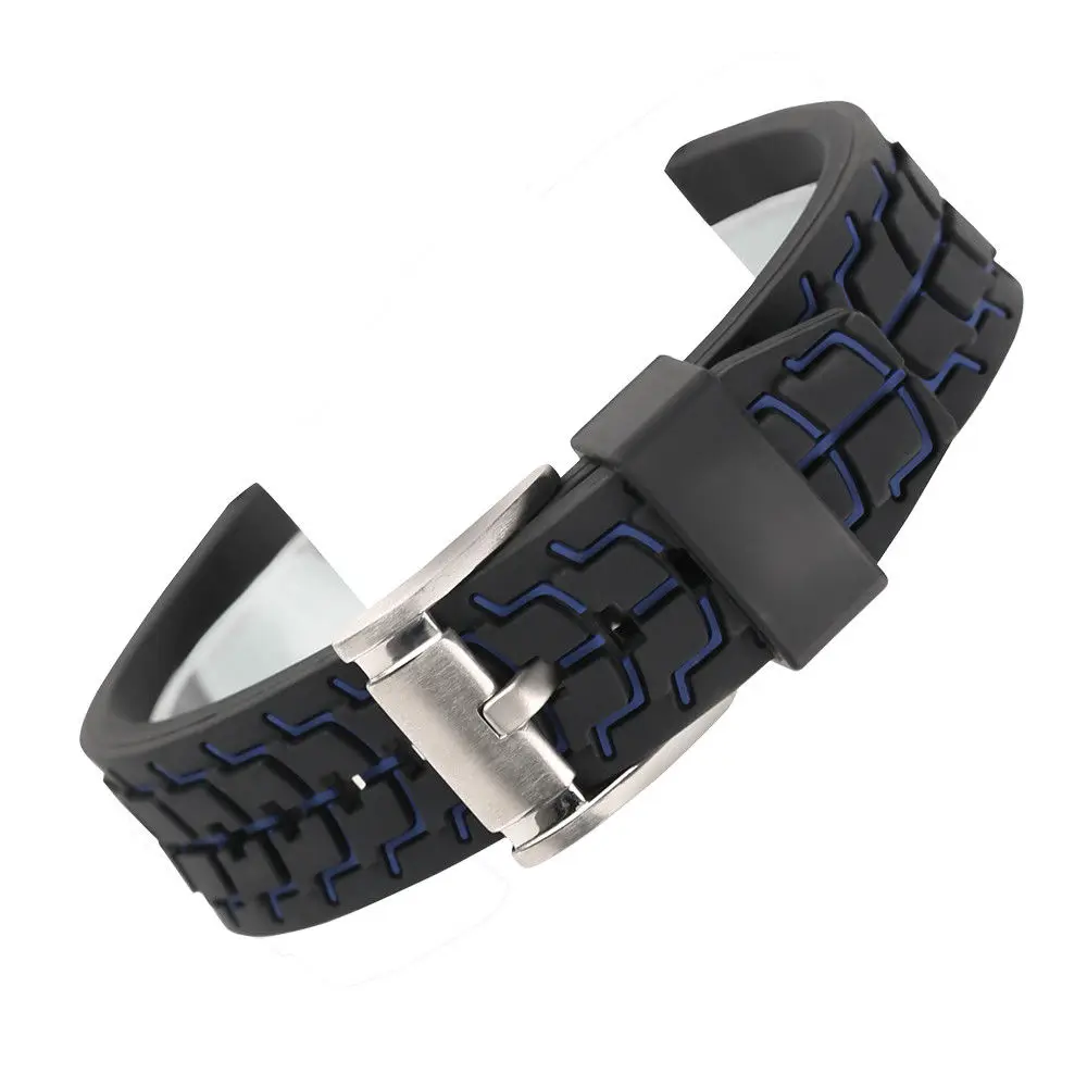 Shelhard Silicone Dual Color Watch Band Strap 20mm 22mm 24mm Waterproof Universal Watchband Strap Wrist Belt Bracelet
