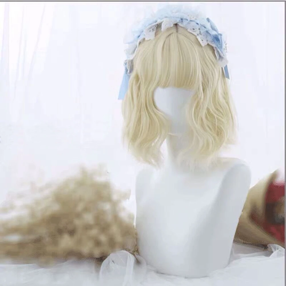 

Daily 30cm Short Dark Brown/Blonde/Light Gray Curly Celebrity Lolita Party Cosplay Wig+Wig Cap
