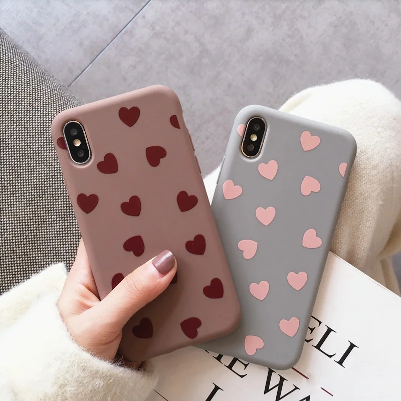 Cute Love Heart For iphone XS Max XR X Phone Case 8 7 6s 6 plus Back Cover Fashion Lovely Cartoon Shell Capa |