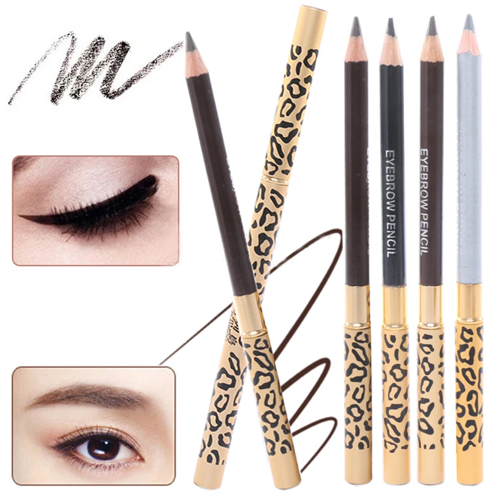 

1PC Leopard Women Eyebrow Pencil Waterproof Black Eye Brown Pencil With Brush Make Up Eyeliner Eye Liner Makeup Tools